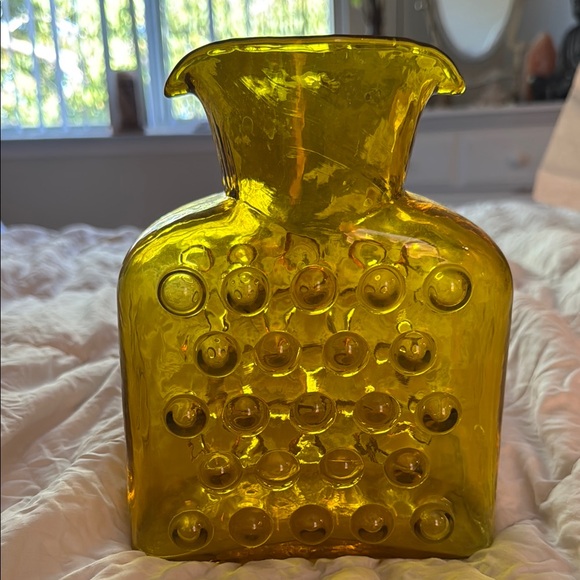 Vintage Blenko Amber Hobnail Bubble Glass Double Spout Water Pitcher - Picture 6 of 6